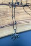 Stainless Steel Leaf Necklace 60+15 cm Adjustable Cord Hematite Detailed Unisex Necklace - 5