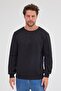 Men's Black Standard Fit Regular Cut Cotton Basic Crew Neck Sweatshirt