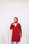 Patterned Long Mercerized Cardigan N3239 Red - 3