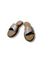 Women's Pink Brown Genuine Leather Cross Strap Slippers - 4