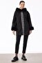 Snake Skin Garnished Double Suede Fur Coat Black