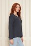 Smoked 100% Organic Cotton V-Neck Soft Textured Regular Fit Comfortable Cut Long Sleeve Combed Cotton T-Shirt - 6