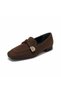 Women's Pointed Toe Ballet Flats-Brown Nubuck - 2