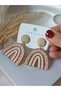 Beige Women's Earrings Dangle Gold Detail Women's Earrings - 7