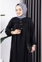 Half Buttoned Viscose Dress 7103-08 Navy Blue - 3