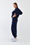 Unisex Oversize Tracksuit Set Basic Navy Blue – Crew Neck, Elasticated Legs, 3-Thread Fleece - 5
