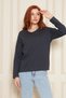 Smoked 100% Organic Cotton V-Neck Soft Textured Regular Fit Comfortable Cut Long Sleeve Combed Cotton T-Shirt - 2