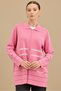 Knitted Detailed Knitwear Rayon Cardigan Pink - 3
