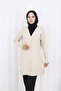 Stone Baklava Patterned Long Cardigan N3246 Stone Color - 3
