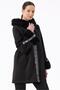Snake Skin Garnished Double Suede Fur Coat Black - 3