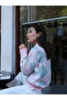 Una Fiaba - Pink Soft Textured Argyle Patterned Women's Knitwear Polo Neck Sweater - 6