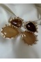 Zra Model Brown Stone Earrings - 2