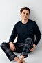 Men's navy blue 100% cotton pajama set