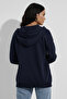Unisex Navy Blue Zipper Hooded Sweatshirt - 4