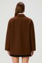 W1-98064 Women's Short Cashmere Coat with Buttons, Brown - 5