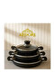 6 Piece Granite 18/20/22 Covered Pan Set Cast Iron Pan Set Frying Pan Set Black - 2