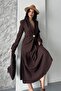 Women's Two-Piece Suit Stylish Button Detail Stand Collar Blazer Jacket Long Bell Skirt Set - 3