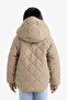 Double-Sided Hooded Zippered Quilted Beige Girl's Coat C5770A8/Bg406 - 8