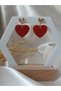 Heart Dangle Women's Earrings Red Heart Earrings - 5