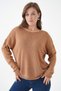 Women's Wide Collar Oversize Brown Knit Sweater 6933