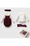 Boxed Baby Girl 4 Piece Set 100% Organic Cotton Combed Shirt & Velvet Romper Set