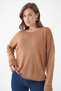 Women's Wide Collar Oversize Brown Knit Sweater 6933 - 7