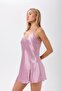 Stone Detailed Satin Nightgown - Snake Figured |   9 Color Options