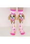 Pink Dog Patterned Children's Knee High Socks – Plush Ear Detail (8-12 Years)