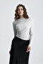 Women's Sandy Fabric Cross Drawstring Detailed Long Sleeve Blouse - 5