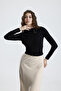 Women's Sandy Fabric Cross Drawstring Detailed Long Sleeve Blouse - 4