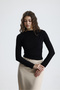 Women's Sandy Fabric Cross Drawstring Detailed Long Sleeve Blouse - 3