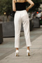 Exclusive Women's Plus Size Carrot Leg High Waist Lycra Woven Trousers 3097 - 5