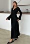 Knitted Dress with Accessories on the Front Anthracite 9367-E - 5