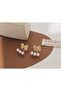 Women's Stone Pearl Bow Shiny Earrings - 2