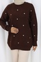 Heart Embroidered Knitwear Sweater N3253 Brown - 2