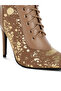 Women Abstract Pattern Lace-Up Ankle Boots in Brown - 4