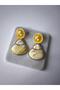 Marble Look Detail Dangle Brand Earrings - 2