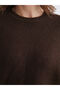 Brown Crew Neck Oversized Women's Knit Sweater - 3