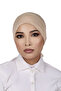 Women's Turban Cap with Tie-Back Closure, Muslim Head Wrap Bonnet- Beige - 2