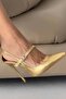 Leida Stone Buckle Detailed Gold Crinkled - 5