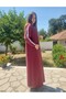 Women's Half Zipper Hooded Long Sleeve Long Dress with Zippered Side Pockets - 3