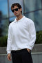Men's Polo Neck Soft Inside Half Zipper Loose Fit Sweatshirt - 4