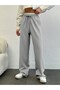 Women's Gray High Waist Lace-Up Loose Fit Palazzo Jogger Basic Sports Pants - 4