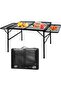 AUTO FAMILY Folding Camping Table, Portable Lightweight Grill Table for Outdoor