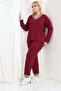 Women's Plus Size V-Neck Stripe Detailed Pocketed Tracksuit Set - 6