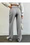 Women's Gray High Waist Lace-Up Loose Fit Palazzo Jogger Basic Sports Pants - 5