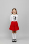 Girl's White Long Sleeve Ataturk T-Shirt with Red Bow Skirt October 29 April 23 Show Outfit - 3