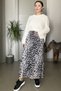 Buy Elastic Waist Lycra Lined Tulle Patterned Midi Skirt - 3
