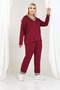 Women's Plus Size V-Neck Stripe Detailed Pocketed Tracksuit Set - 4
