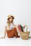 Jutty Women's Beige-White Striped Straw Knit Shoulder and Hand Bag - Large Volume Daily Bag - 3